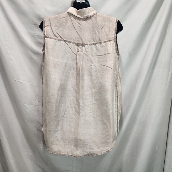 NWT One Resource Vintage Late 70s Brown Button Down 100% Silk Sleeveless Blouse - Picture 6 of 9